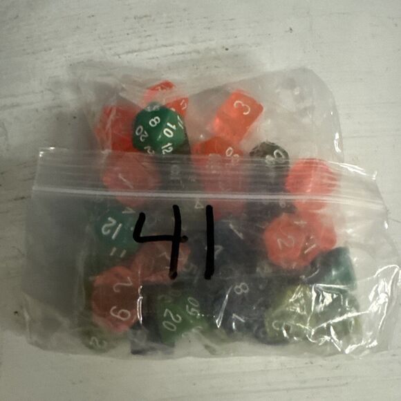 Bags Of Holding Green Blue Orange Purpl Polyhedral Dice Set DnD Dungeons Dragons - Picture 9 of 9